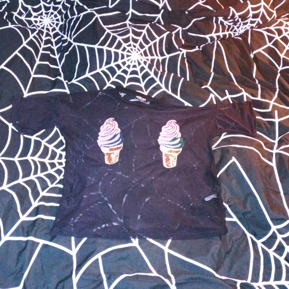 Kawaii Goth Sheer Black Ice Cream Blouse - Picture 2 of 3